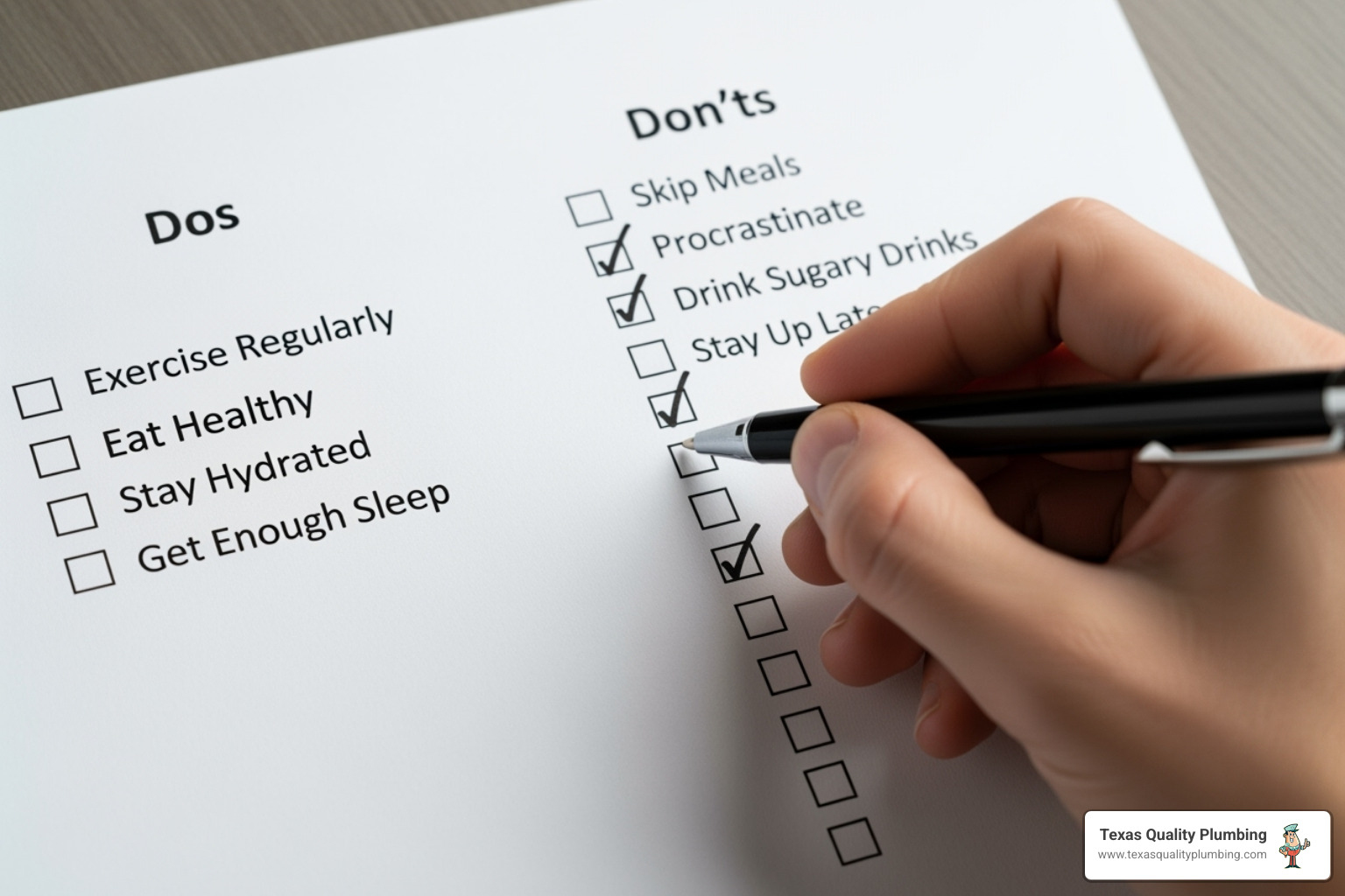 checklist with 'Dos and Don'ts' - Customer satisfaction guaranteed