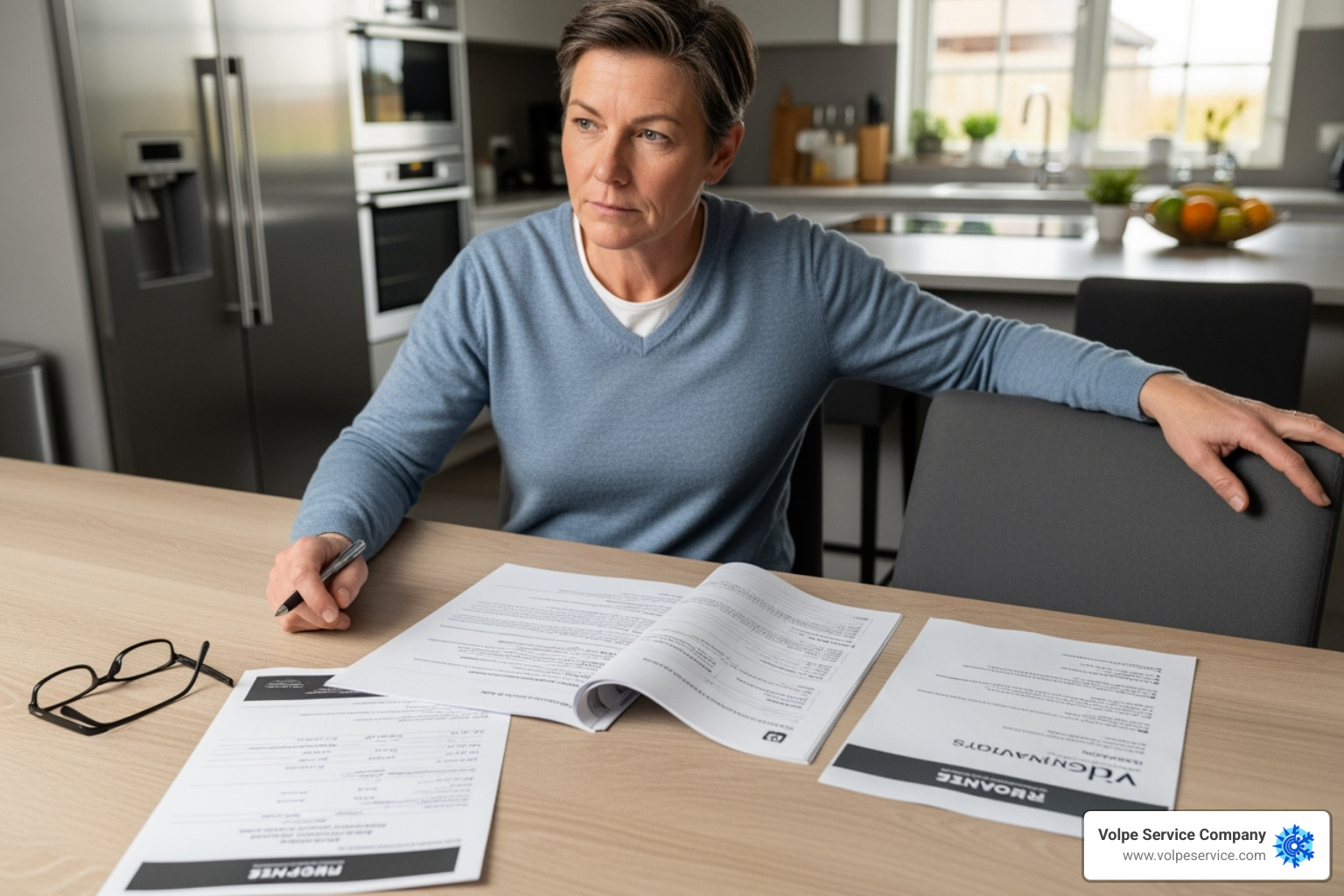 homeowner reviewing three different estimate proposals - air conditioning free estimates homeowner reviewing three different estimate proposals - air conditioning free estimates