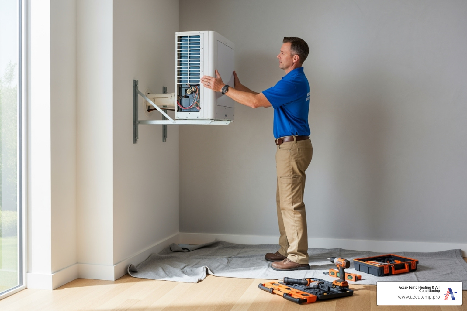 indoor mini split unit being mounted to a wall bracket - mini split installation indoor mini split unit being mounted to a wall bracket - mini split installation