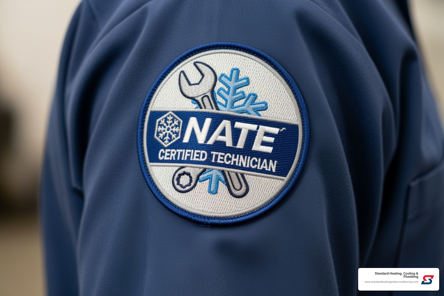 NATE-certified technician's patch on their uniform - ac repair birmingham al