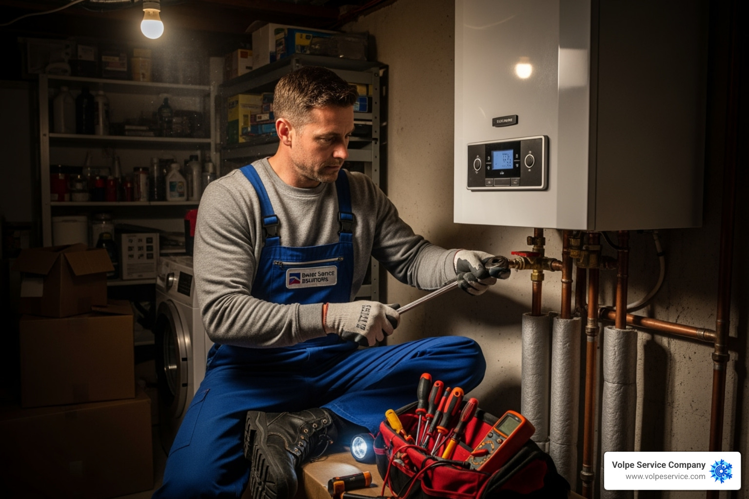 technician performing annual boiler tune-up - boiler repair chester county