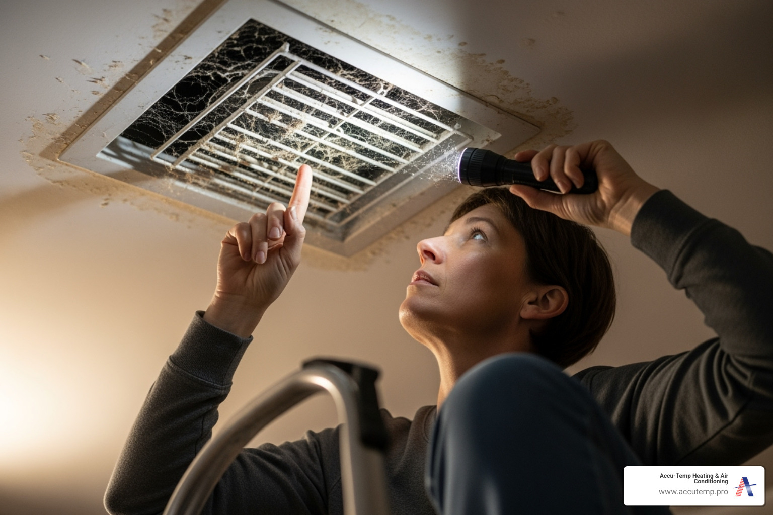 homeowner inspecting dusty air vent cover - air vent cleaning palm coast homeowner inspecting dusty air vent cover - air vent cleaning palm coast