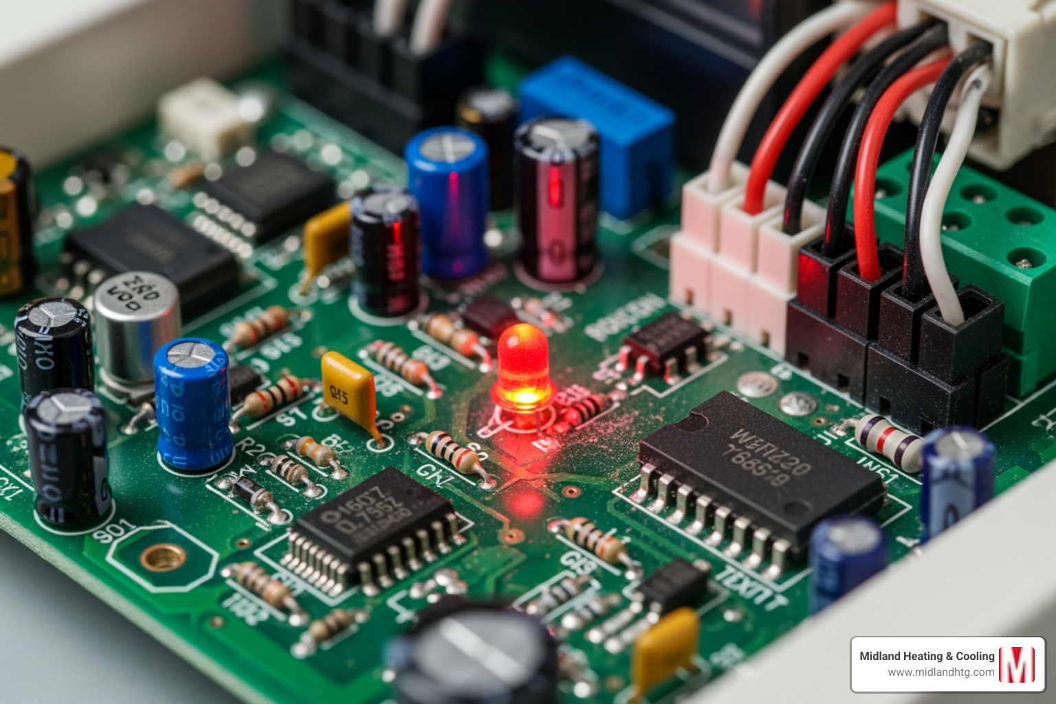 furnace control board with a flashing LED light - furnace circuit board repair