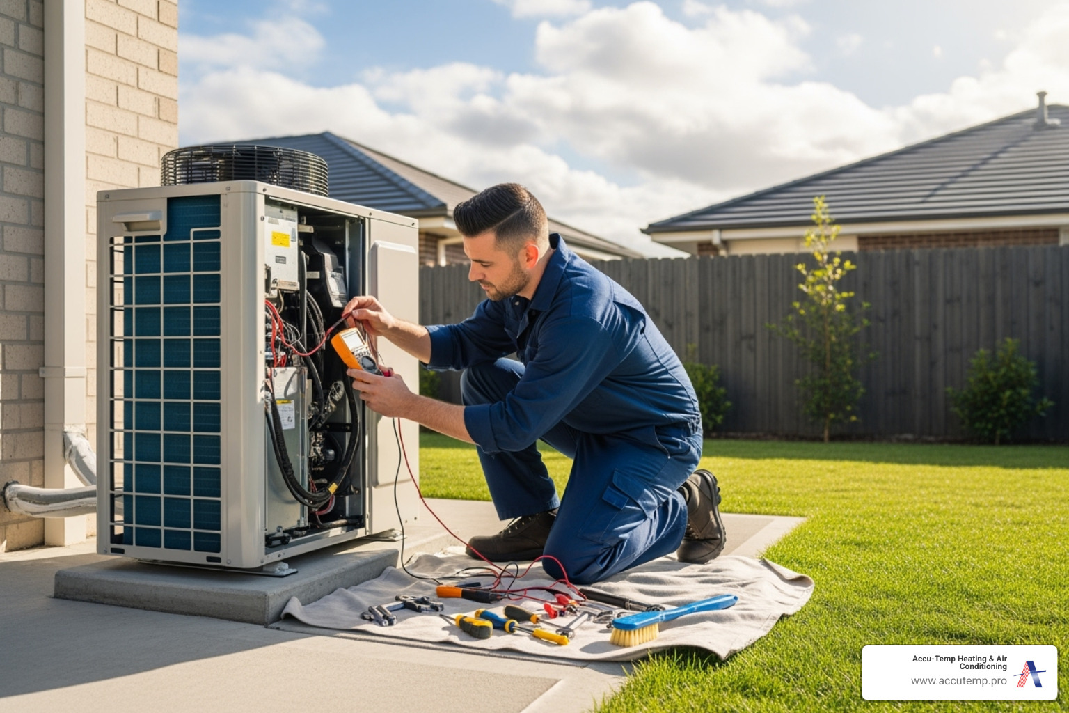 HVAC technician performing professional heat pump maintenance - heat pump maintenance HVAC technician performing professional heat pump maintenance - heat pump maintenance