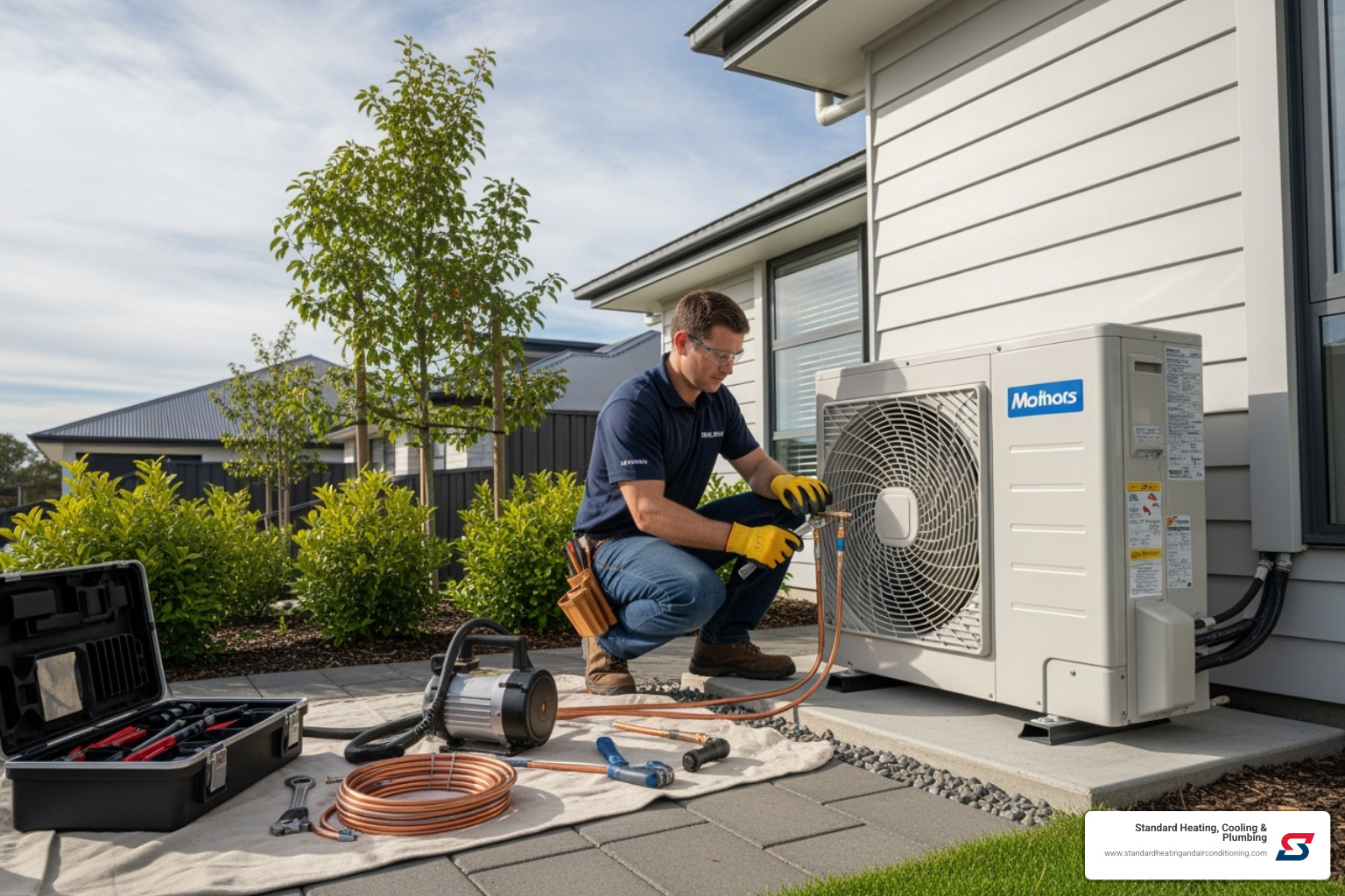 A new heat pump being installed by a professional technician - heat pump repair alabaster al
