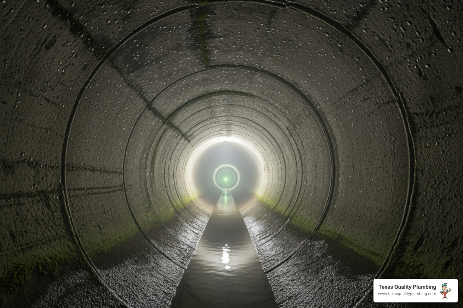 clear image from a sewer camera inspection showing the inside of a pipe - sewer line cleaning services