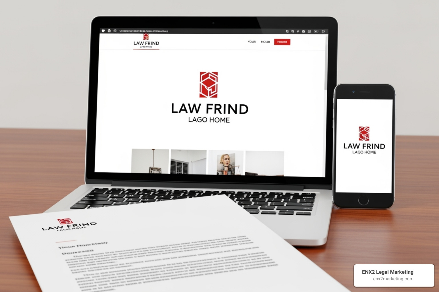 Law firm logo displayed consistently across website, social media, and letterhead. - free law logo