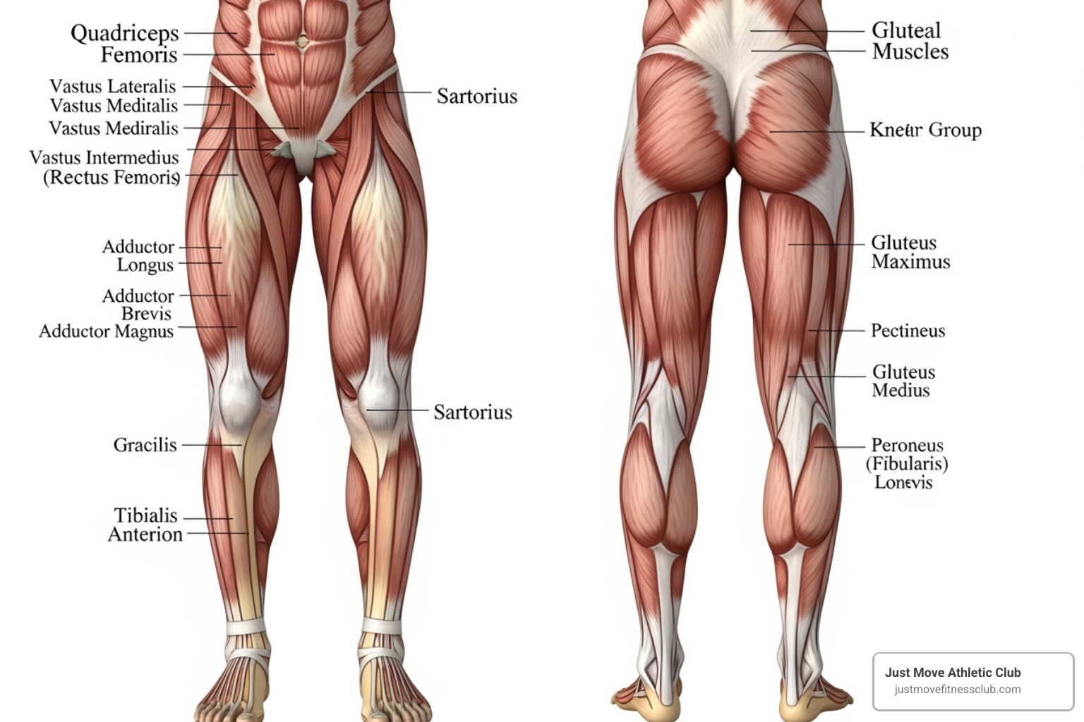 Anatomy chart of leg muscles - bodybuilding leg day workout