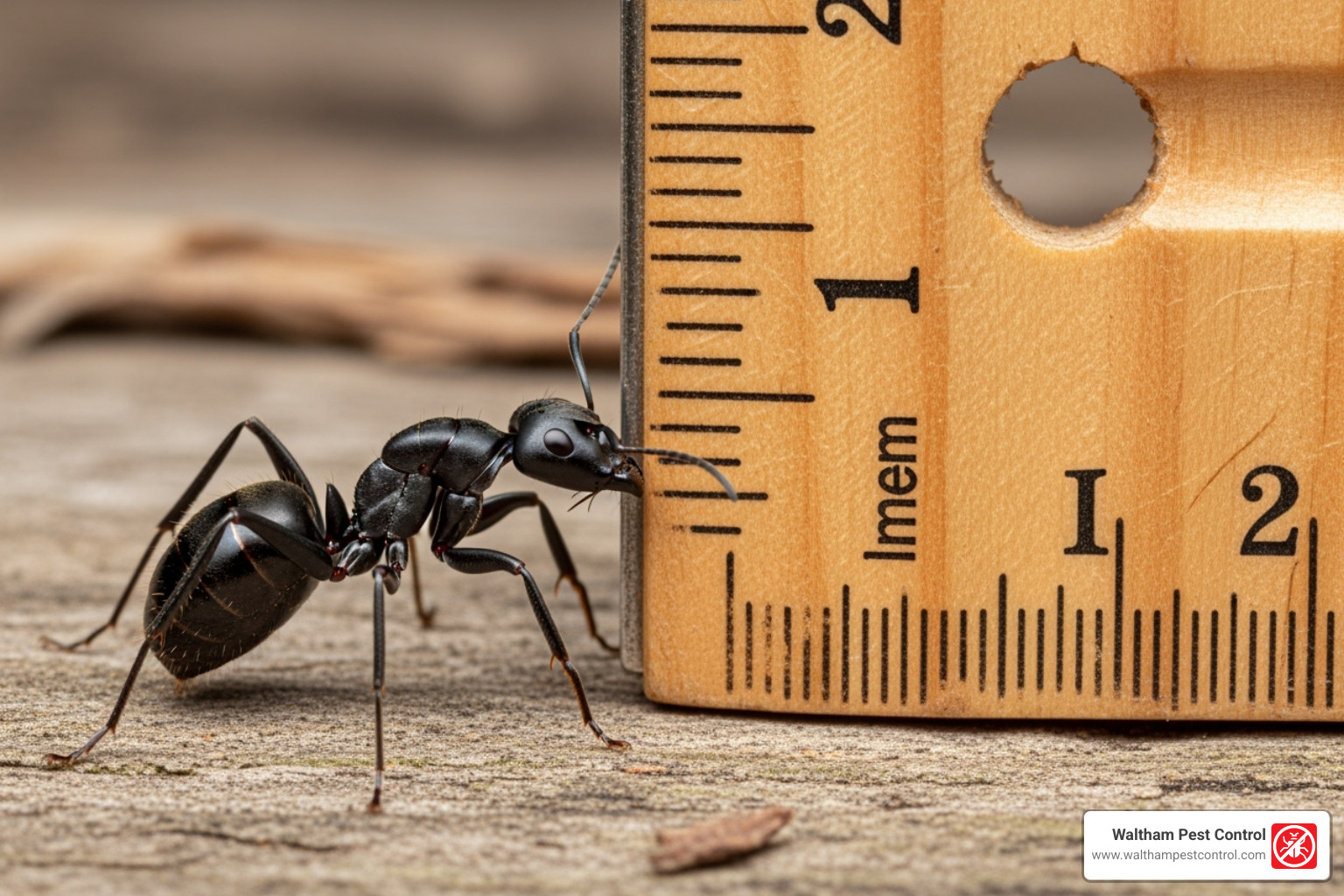 carpenter ant next to a ruler - black ant and red ant carpenter ant next to a ruler - black ant and red ant