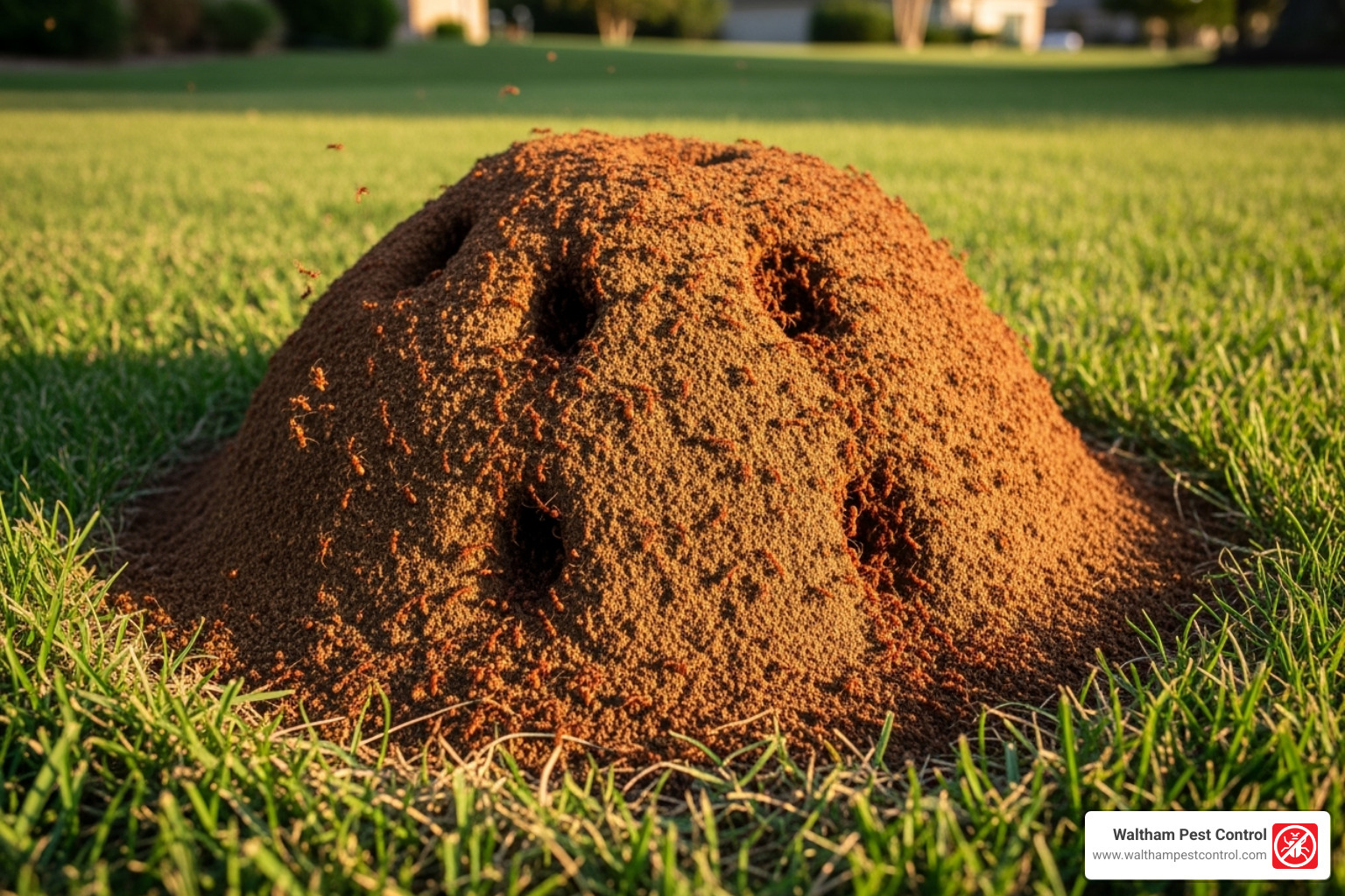 large fire ant mound in a lawn - black ant and red ant large fire ant mound in a lawn - black ant and red ant