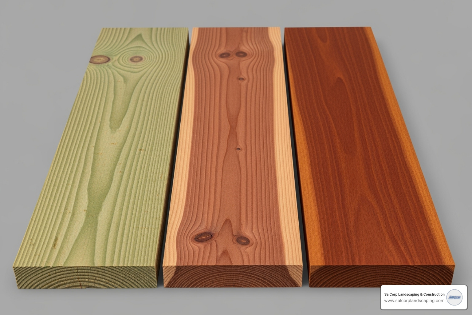 different wood types like pressure-treated pine, cedar, and redwood timbers - landscape wood steps