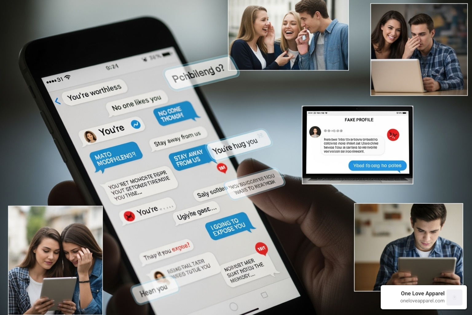 different forms of modern bullying, including cyberbullying on a phone - bullying synonym