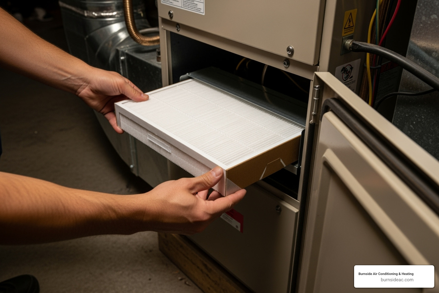 person changing air filter - repair air conditioning