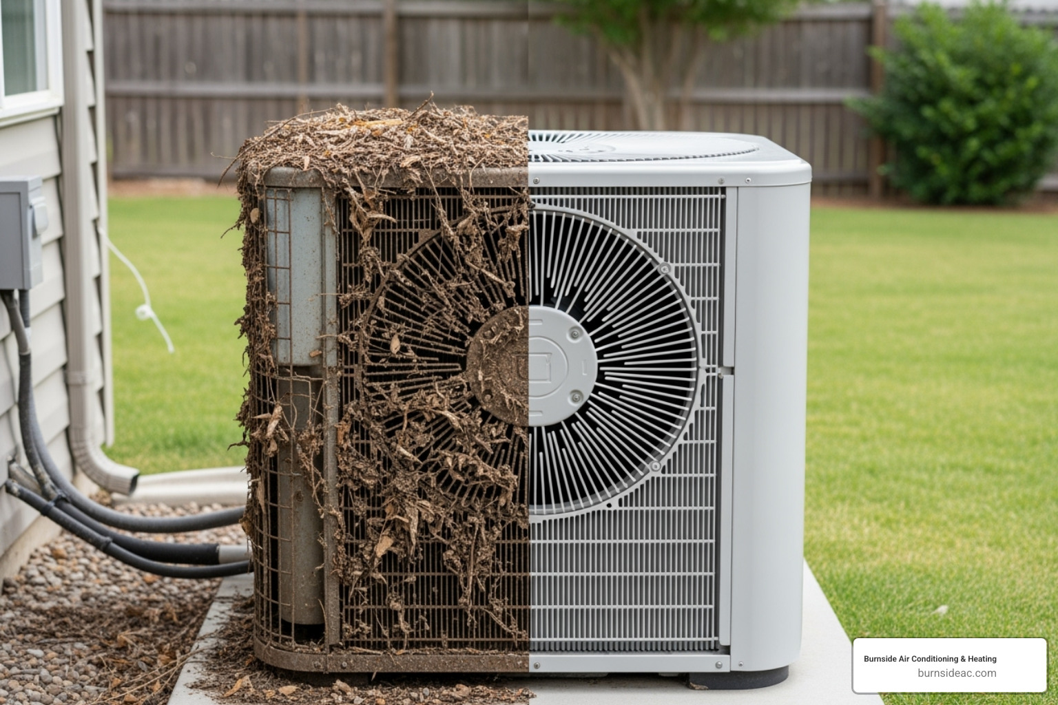 outdoor condenser unit before and after cleaning - repair air conditioning