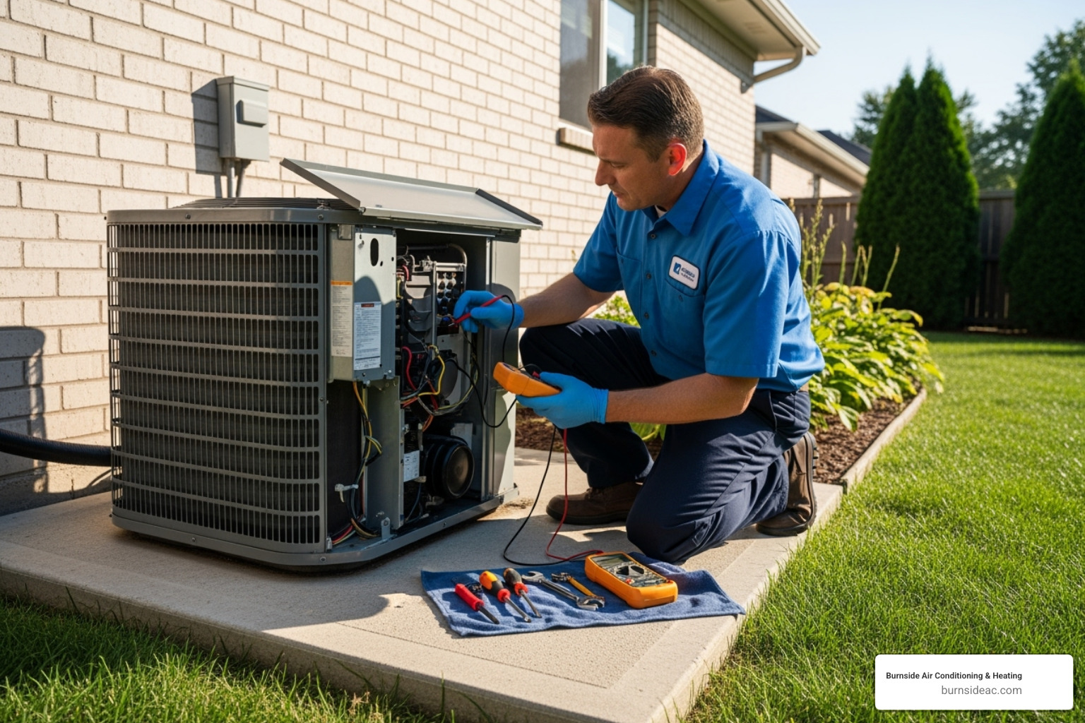 technician performing an AC tune-up - ac repair contractors in mckinney tx