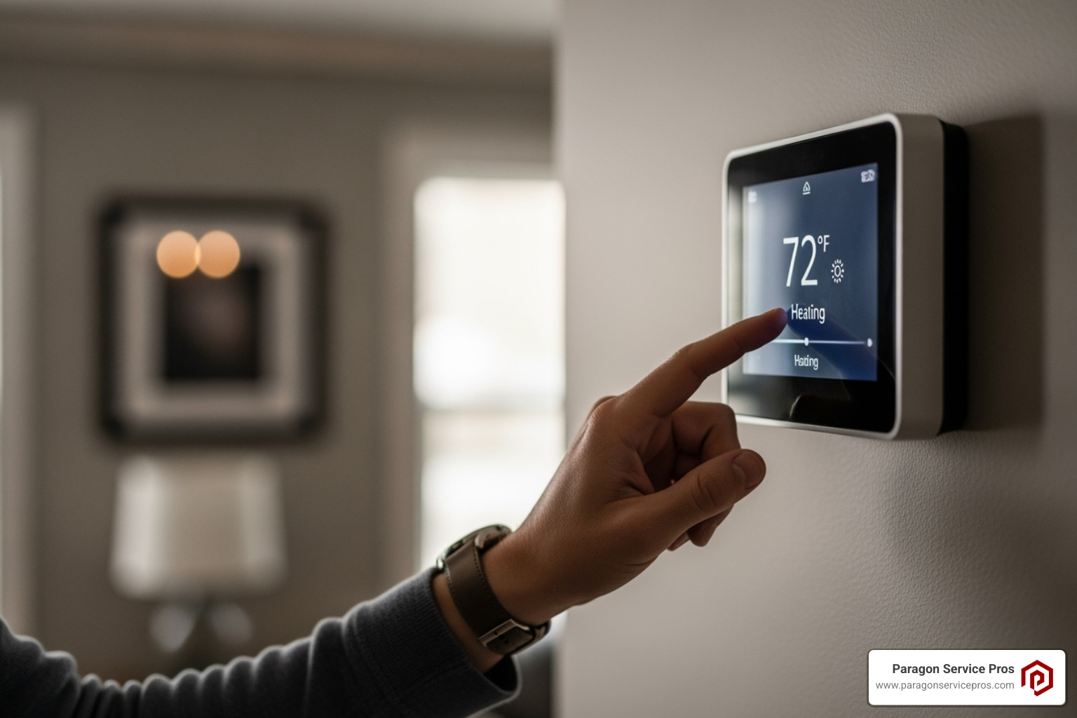 homeowner adjusting smart thermostat - furnace installation in chandler az homeowner adjusting smart thermostat - furnace installation in chandler az
