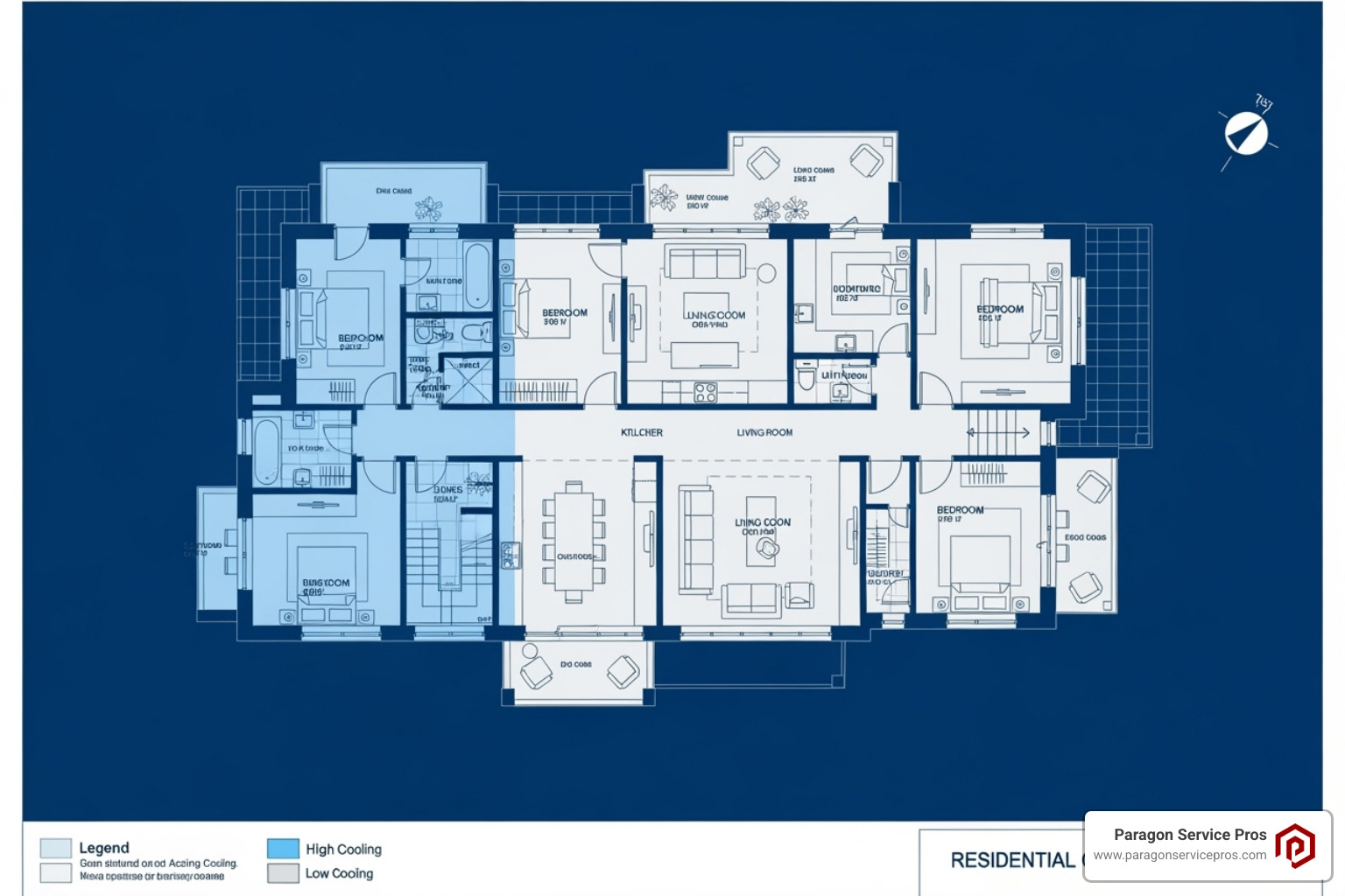 home blueprint with cooling zones - Residential AC replacement home blueprint with cooling zones - Residential AC replacement