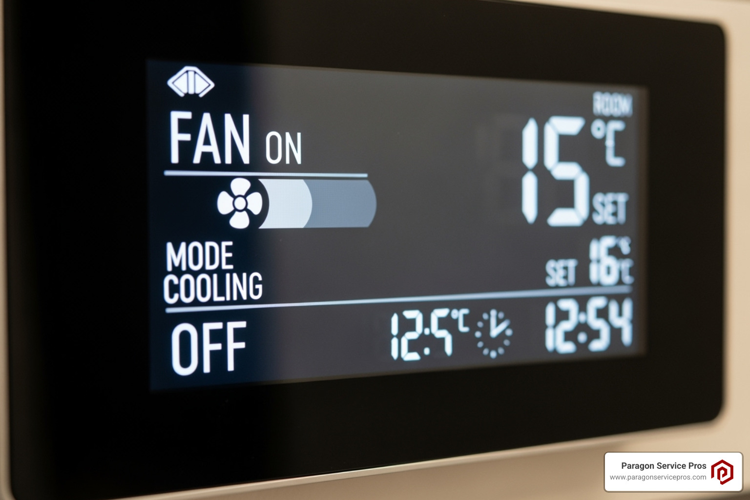 thermostat showing the fan set to ON and cool set to OFF - AC freezing up thermostat showing the fan set to ON and cool set to OFF - AC freezing up