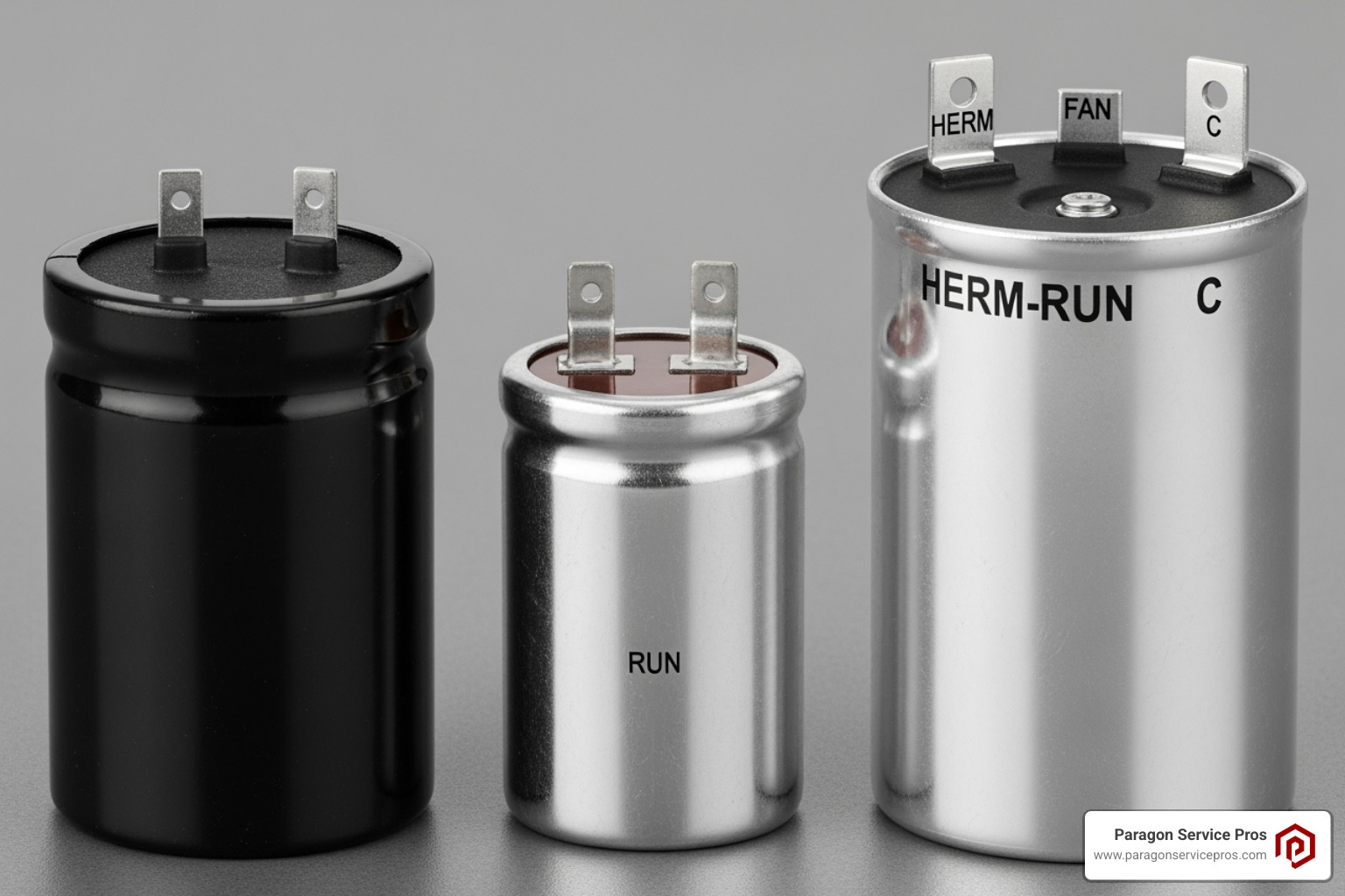 Image showing the difference between a start, run, and dual-run capacitor - AC capacitor check Image showing the difference between a start, run, and dual-run capacitor - AC capacitor check