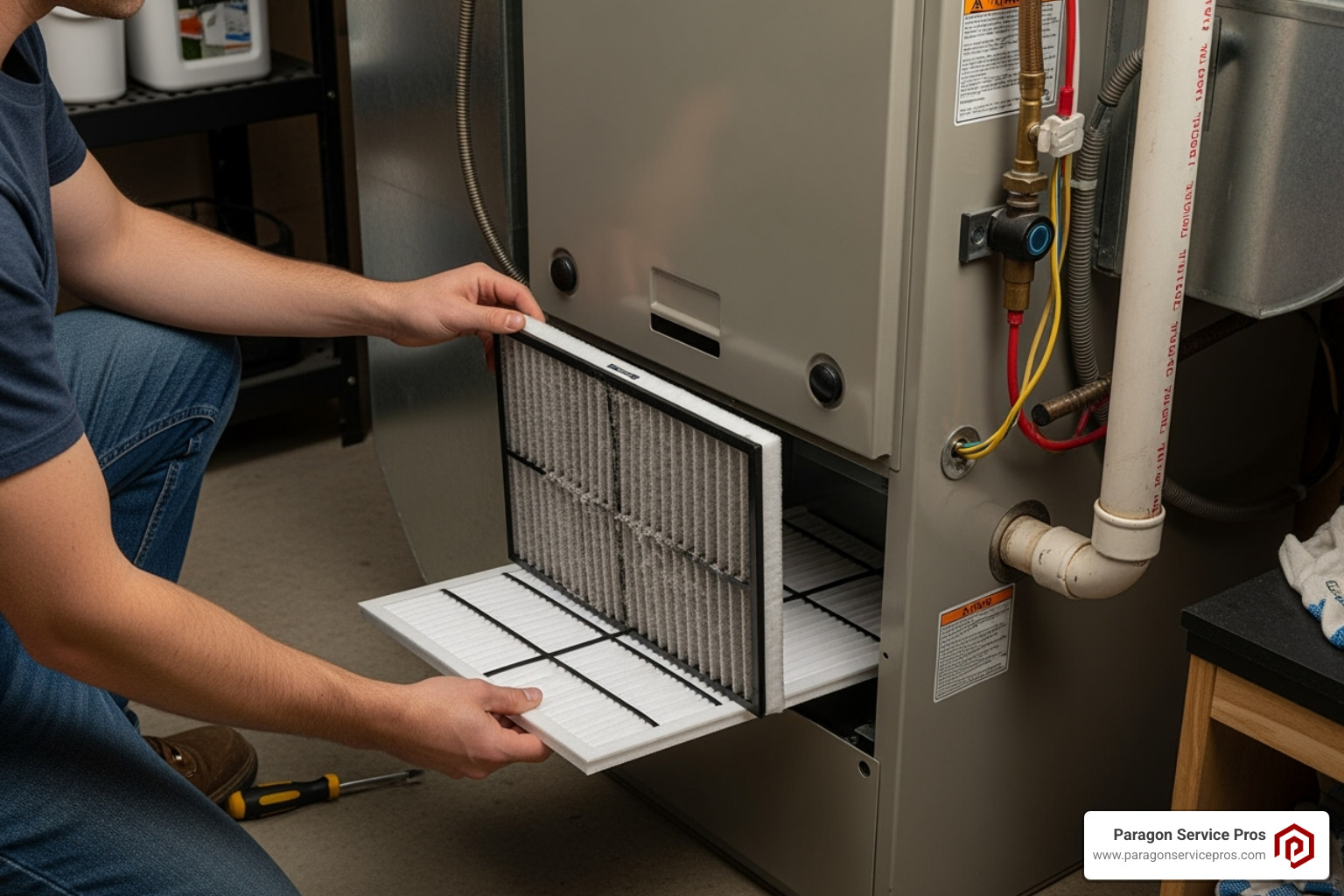 A person changing a home air filter - HVAC system problems A person changing a home air filter - HVAC system problems
