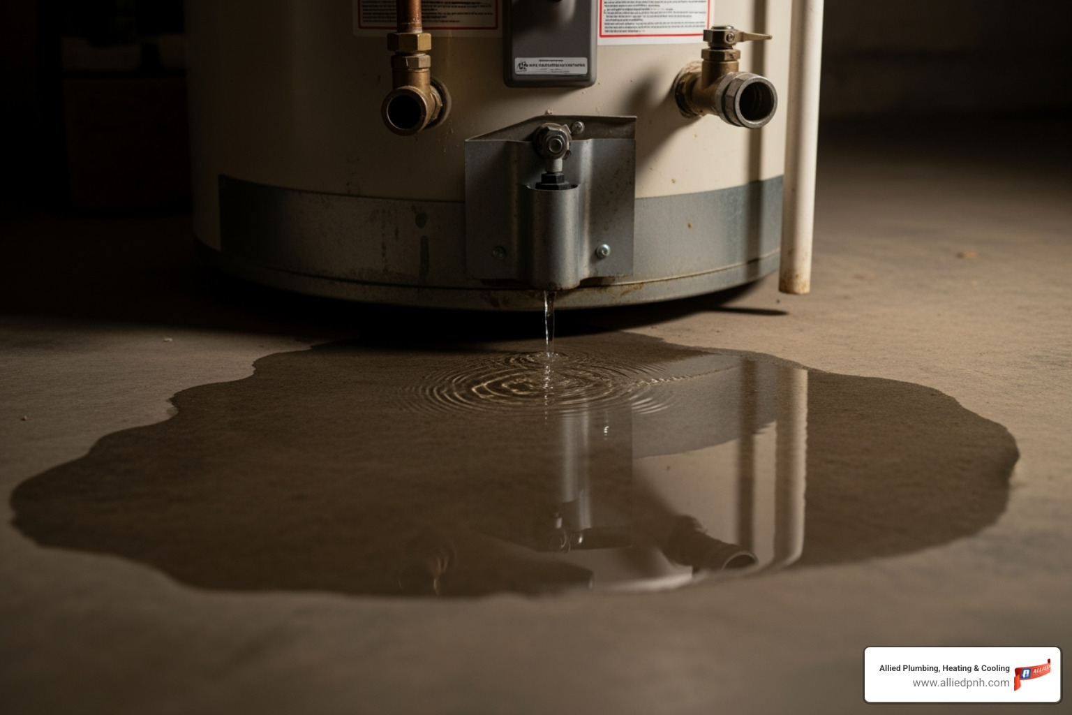 small leak at the base of a water heater - water heater repair rochester