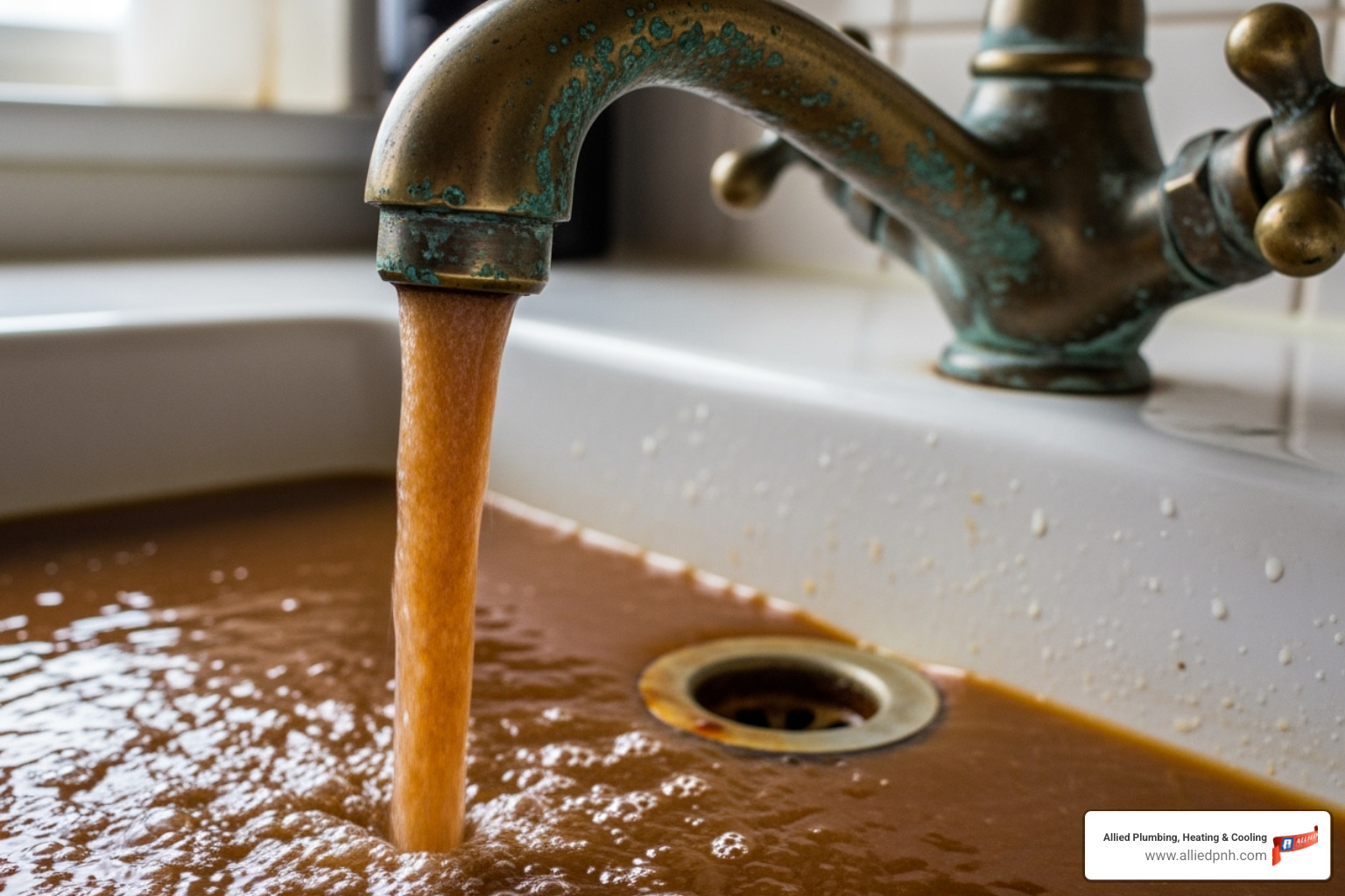 discolored water coming from a tap - water heater repair rochester