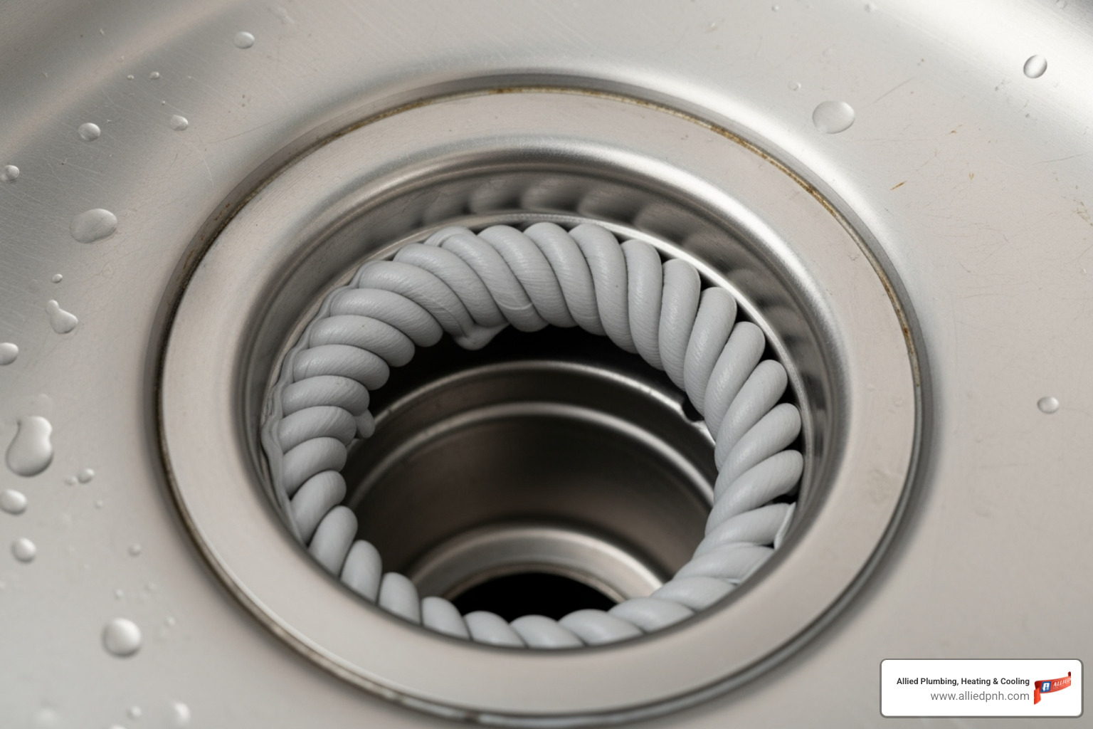 new sink flange with plumber's putty being installed - Garbage disposal installation