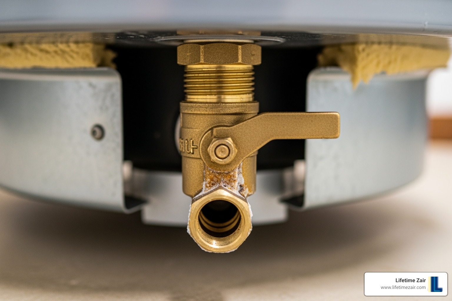 bottom of water heater drain valve - leaky water heater fix