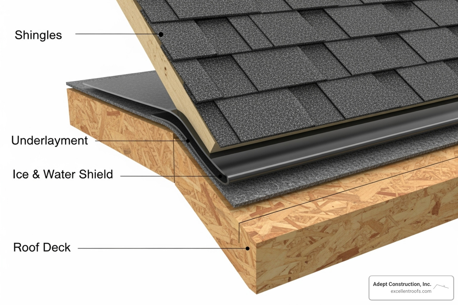 cross-section of a roof showing all components - roofing supply near me