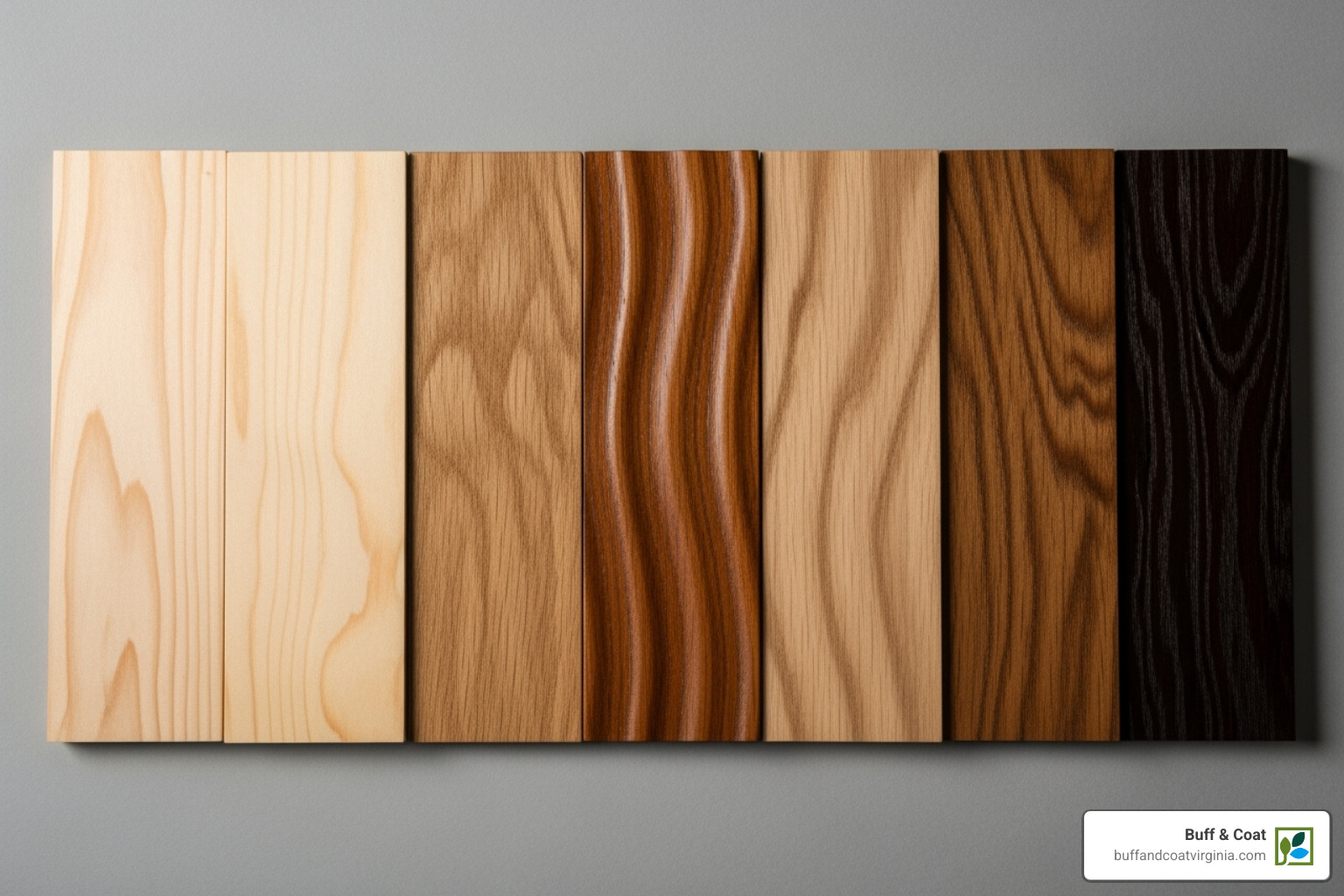 Various wood species samples side-by-side - hardwood flooring supply Various wood species samples side-by-side - hardwood flooring supply