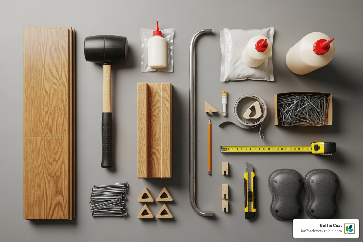 flat lay of essential flooring tools and supplies - hardwood flooring supply flat lay of essential flooring tools and supplies - hardwood flooring supply
