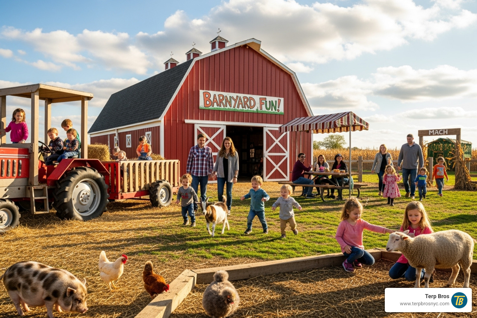 families at Harbes Barnyard Adventure - farms in riverhead