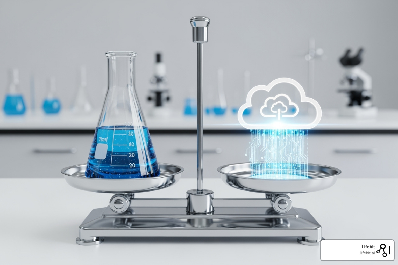 A scale balancing a traditional lab flask against a cloud data icon. One side, representing traditional clinical trials, holds a carefully crafted laboratory flask, symbolizing the controlled, precise, and often resource-intensive nature of RCTs. The other side, representing real-world data, features a stylized cloud icon with data streams flowing into it, signifying the vast, diverse, and routinely collected nature of RWD. The scale is in a state of dynamic equilibrium, suggesting that while both have weight and value, their contributions are different but complementary in the modern landscape of clinical evidence generation. - real world data for clinical evidence generation in oncology