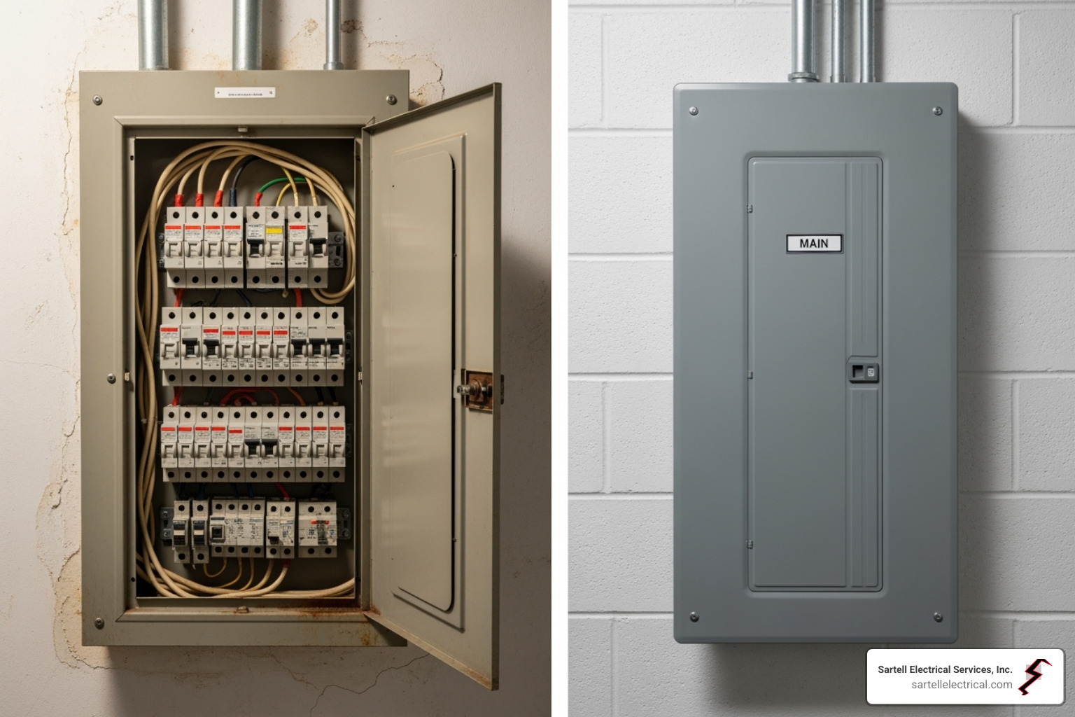 old and new electrical panel - breaker panel upgrade cost