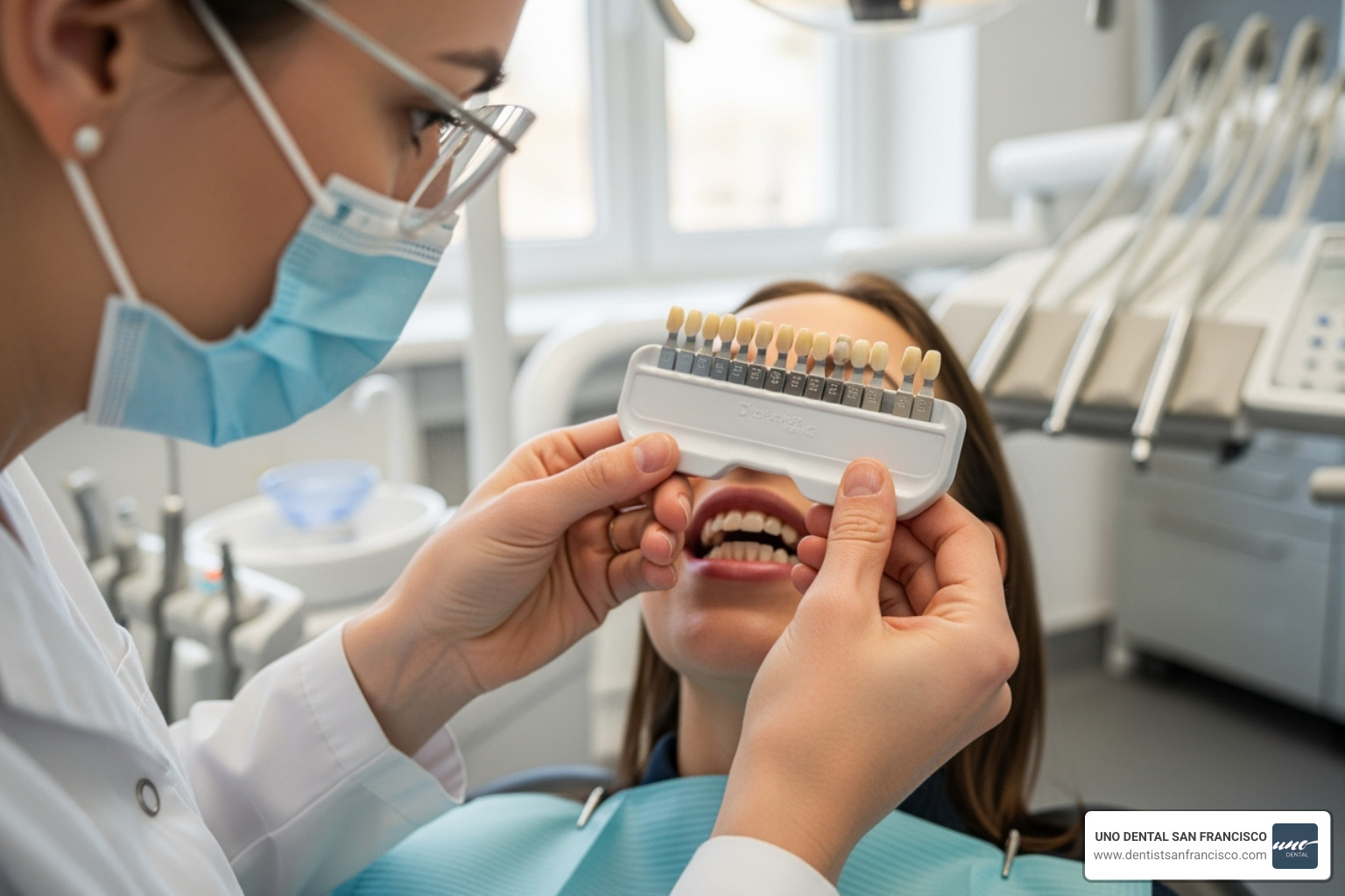 dental technician precisely matching shade - dental offices with in-house lab in san francisco