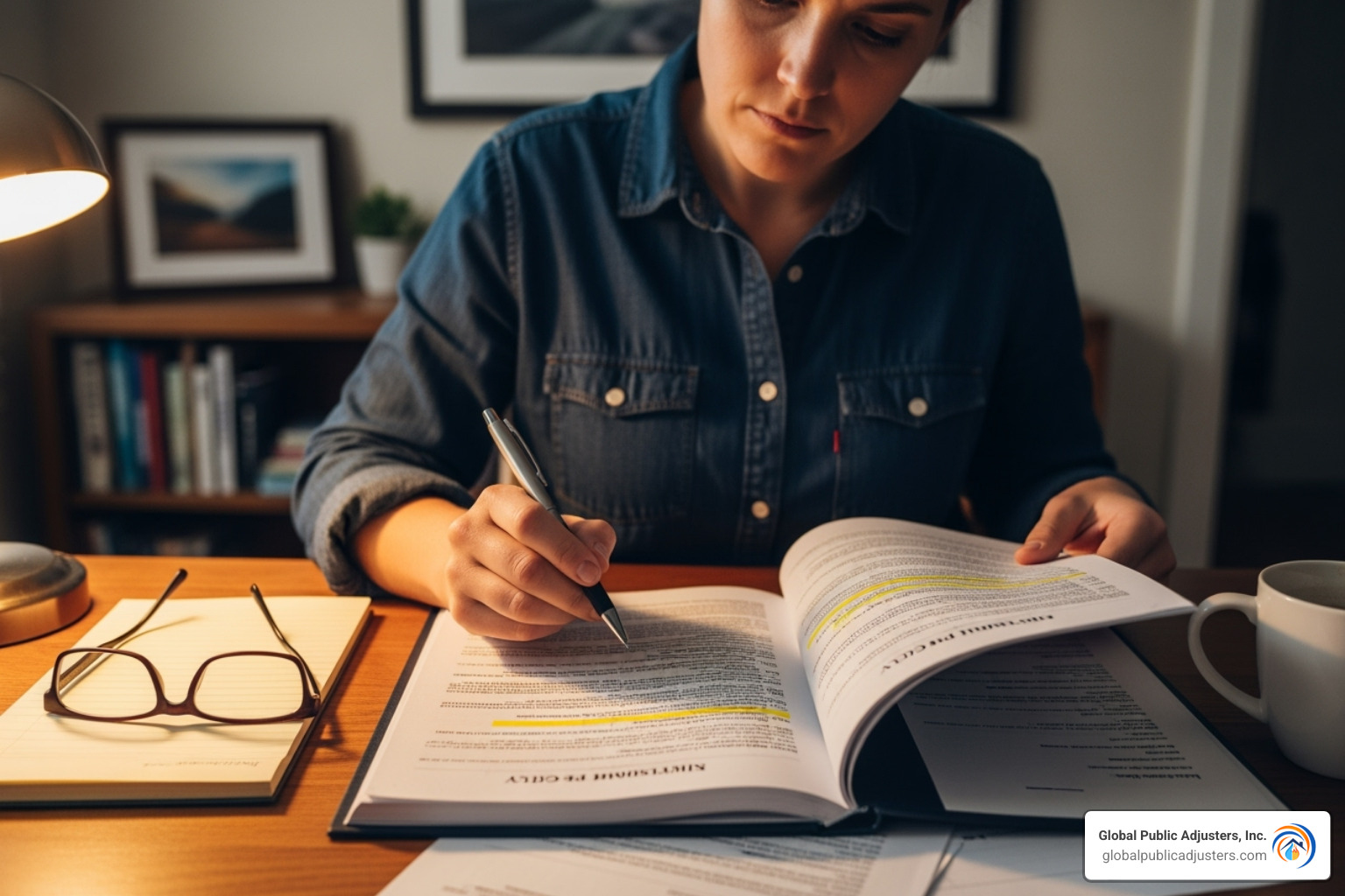 Person reviewing an insurance policy document - Orlando water damage