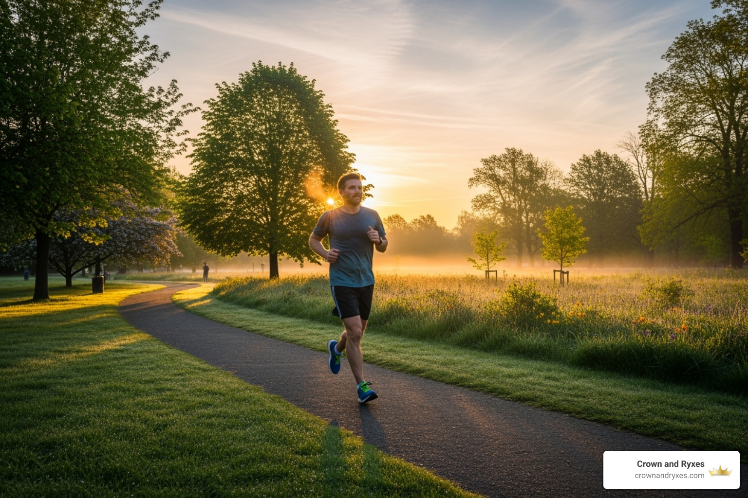 Man jogging in a park at sunrise - Natural ED remedies Man jogging in a park at sunrise - Natural ED remedies