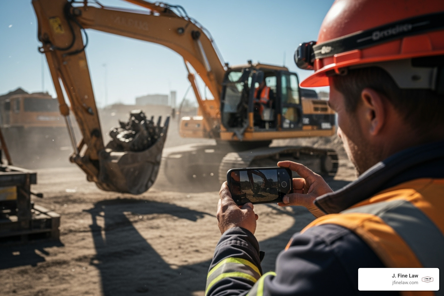 a worker documenting an incident scene with a phone - amputation work injury