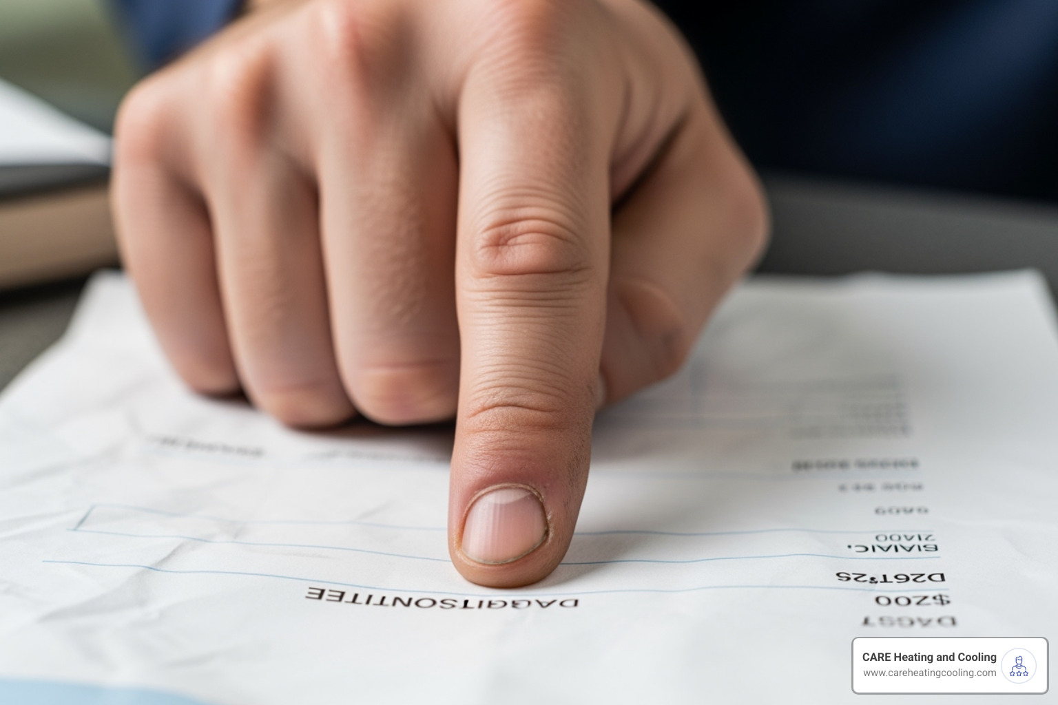 an HVAC technician's invoice showing a diagnostic fee line item - AC diagnostic fee