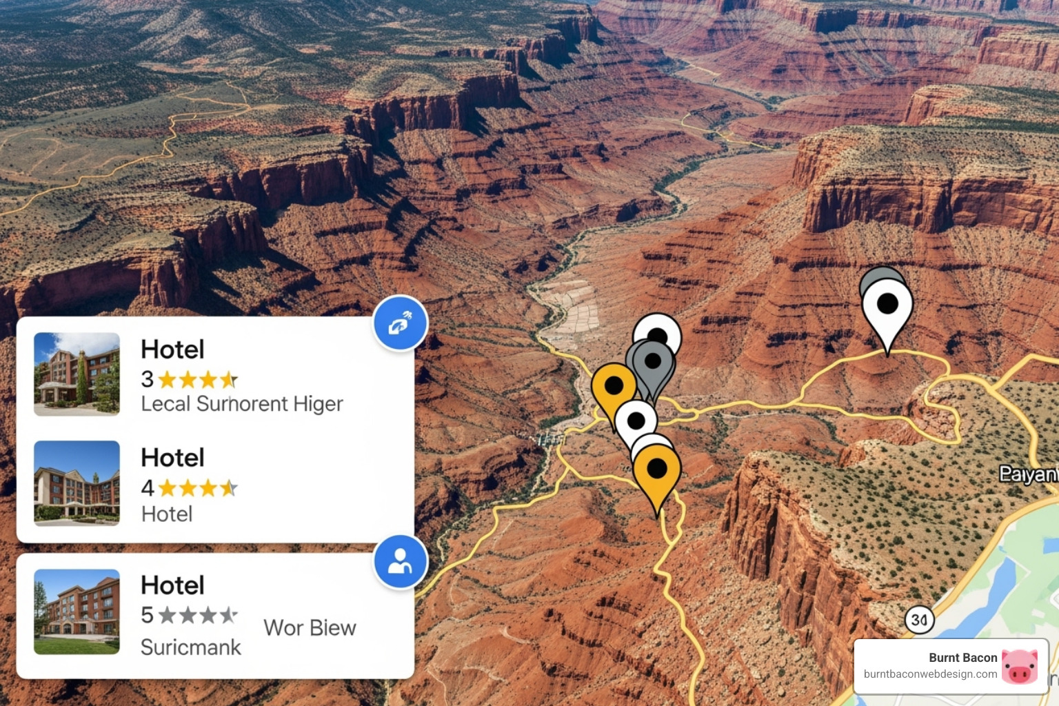 A Google Maps local 3-pack result for "hotels in Utah" - hotel SEO audit