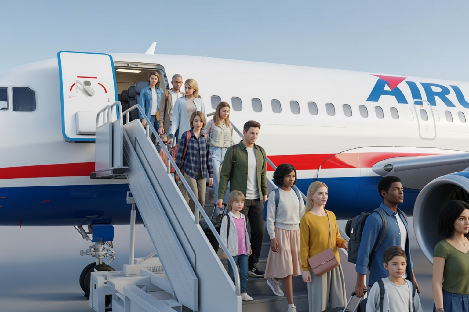 Passengers calmly deplaning from an aircraft - delta flight dl275 diverted lax