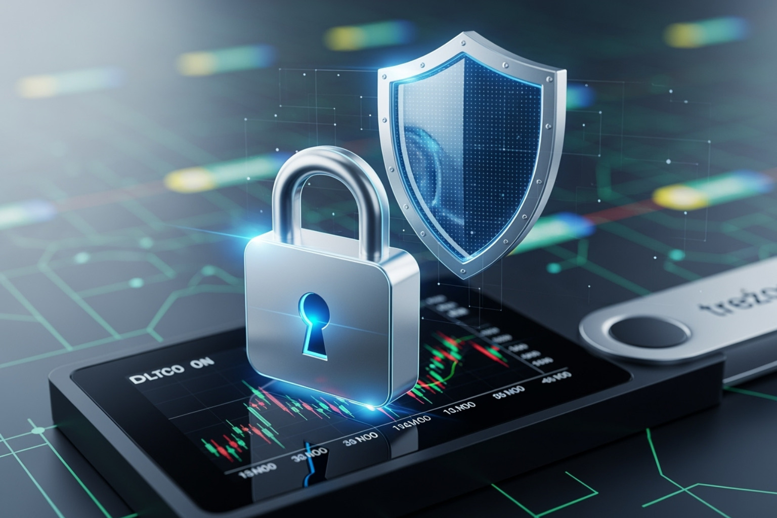 Digital lock and shield icon over a cryptocurrency wallet - crypto30x com zeus