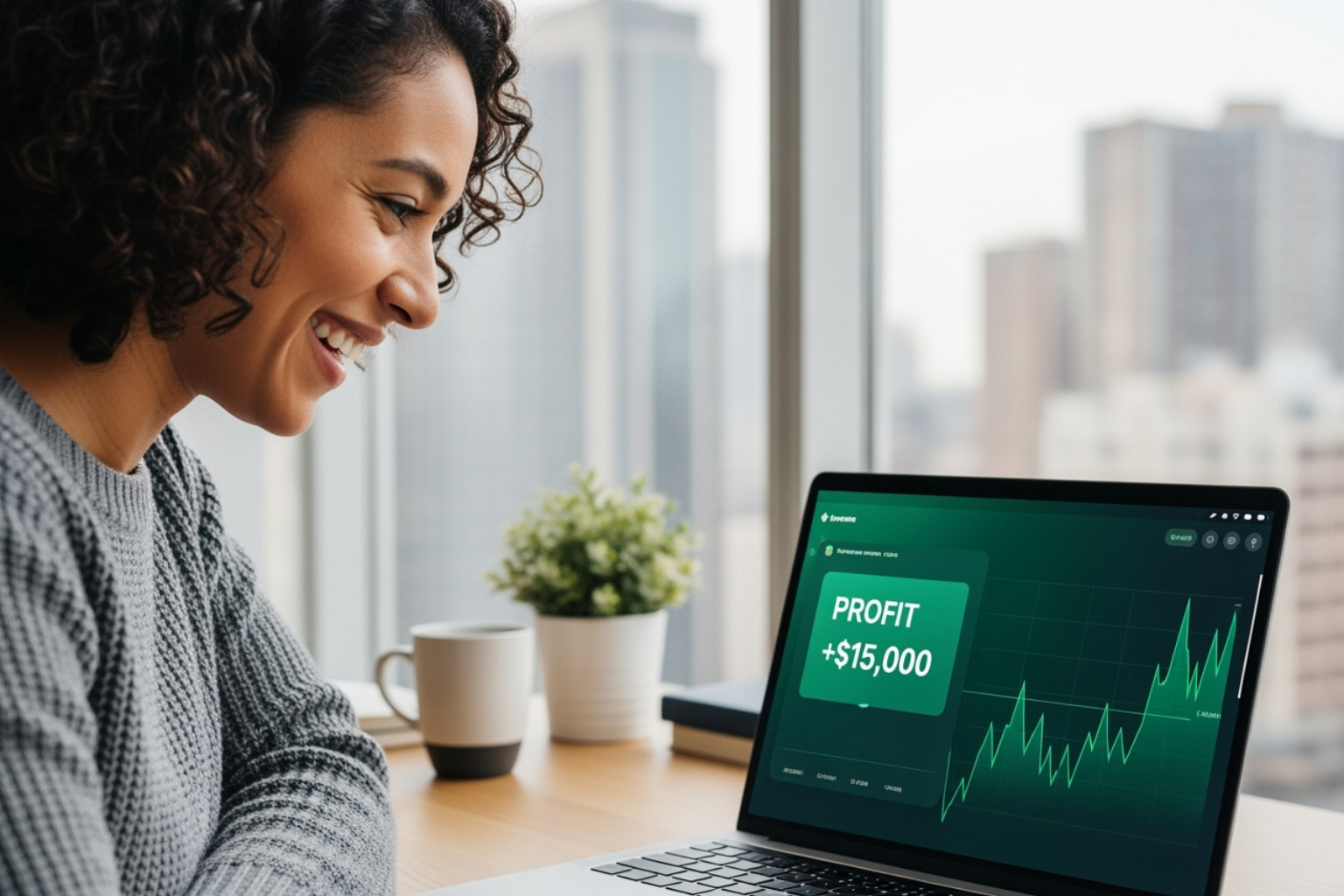 Person successfully completing a trade on their computer - crypto30x com zeus