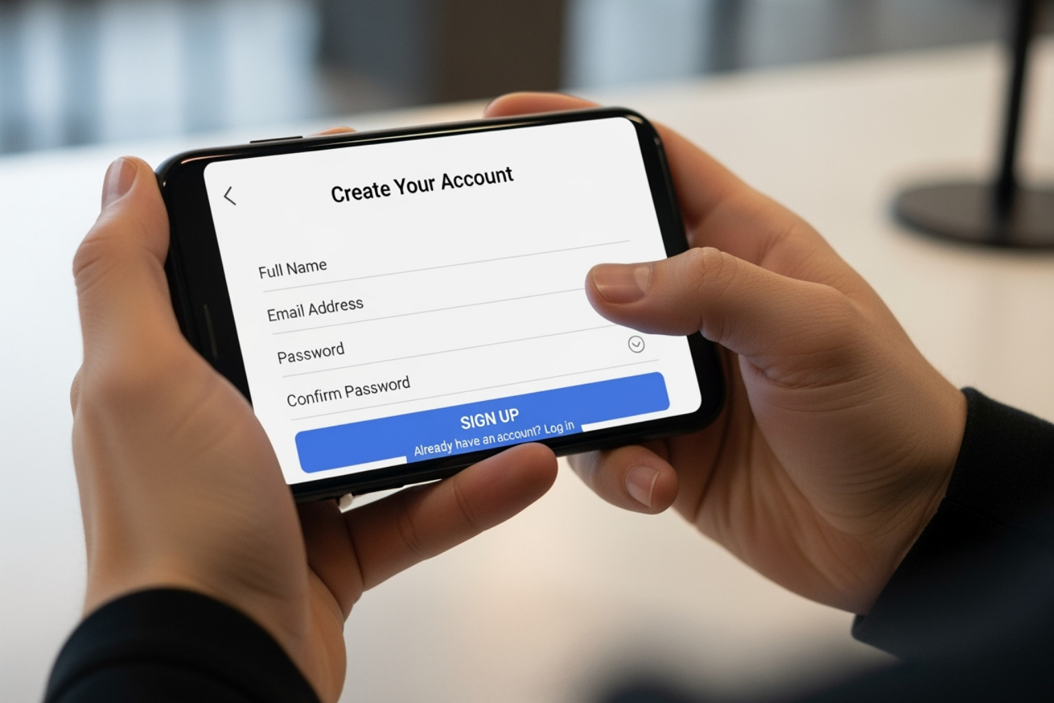User signing up on MyFastBroker mobile app - myfastbroker .com