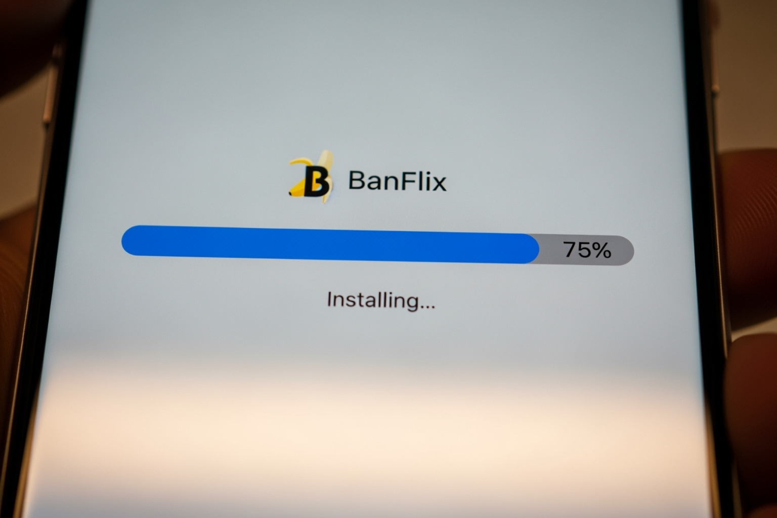 phone screen showing the BanFlix app being installed -  banflix