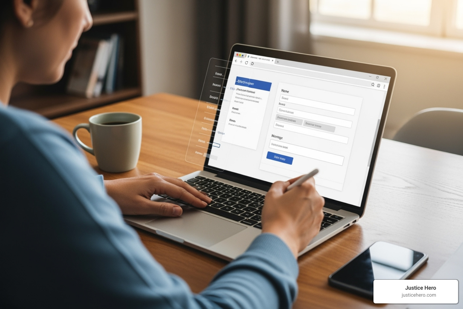 person filling out a legal contact form on a laptop - eligibility requirements for a firefighting foam lawsuit