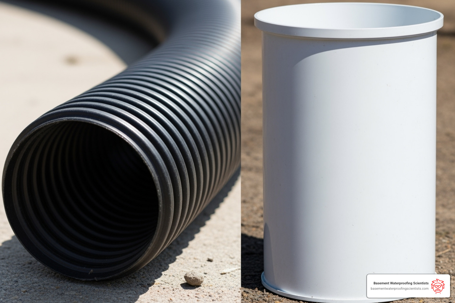 flexible corrugated pipe and rigid PVC pipe - drainage tiles