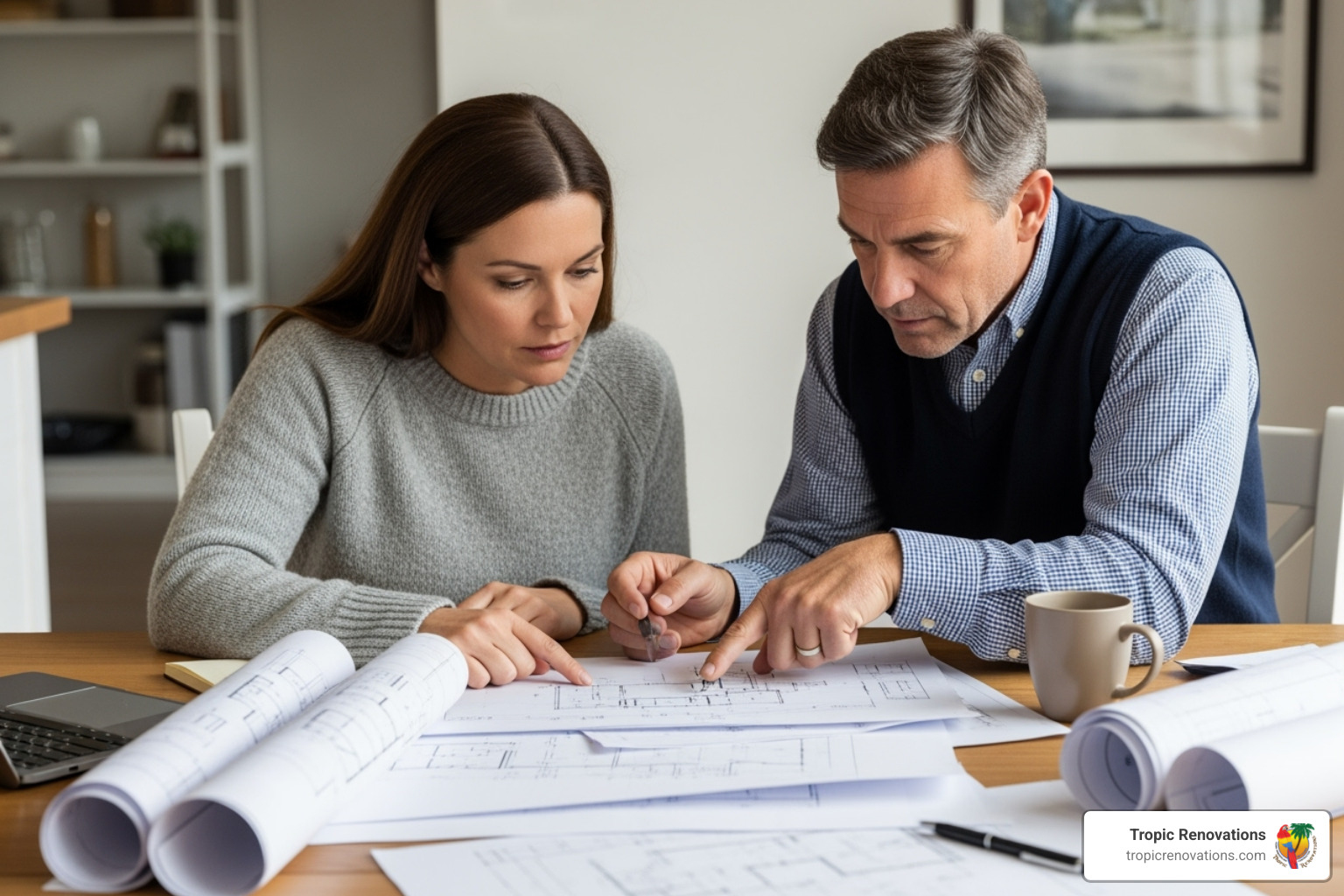 Homeowner reviewing documents with a contractor - Are you insured?