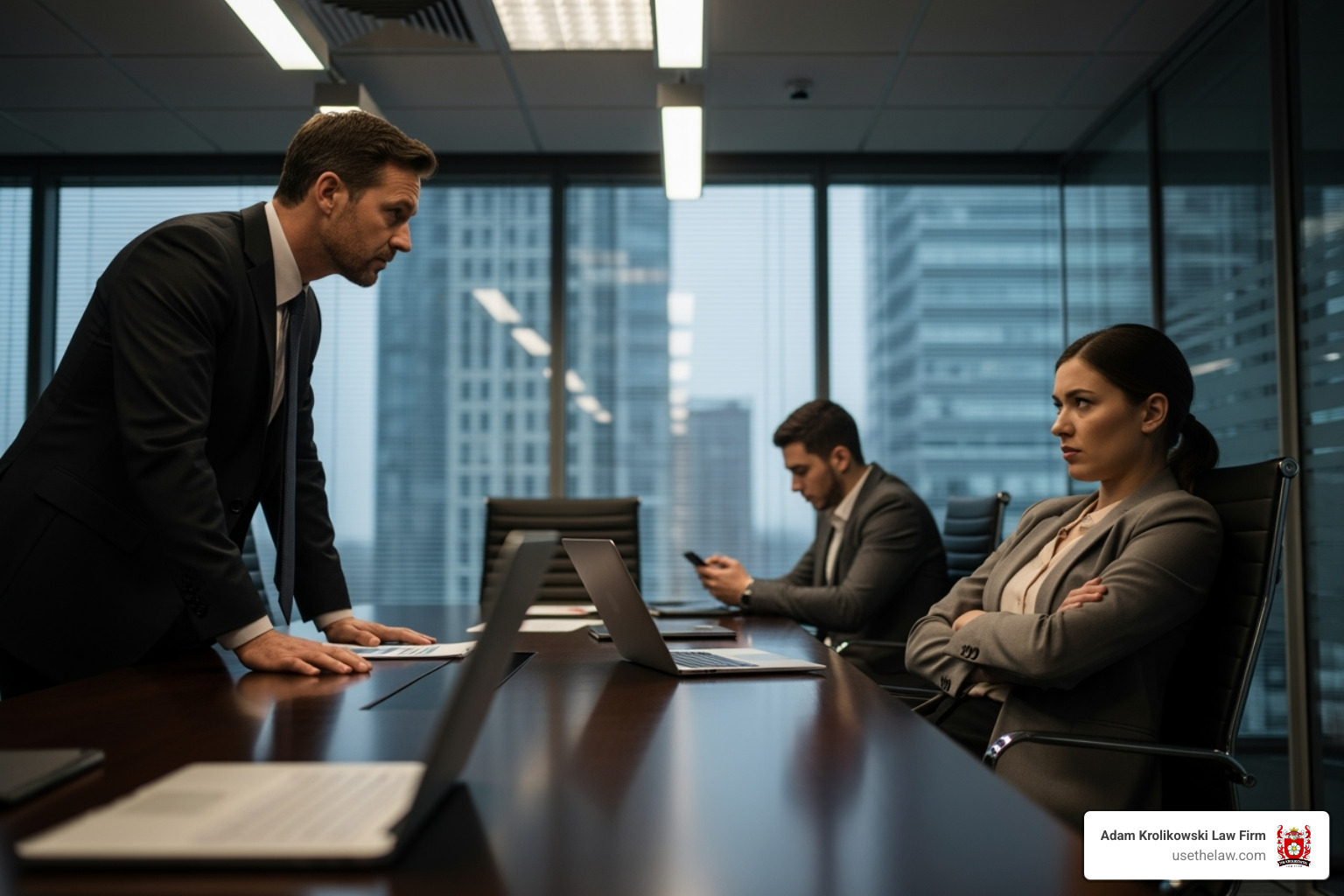 illustrating a tense office interaction - racial discrimination lawyers in los angeles illustrating a tense office interaction - racial discrimination lawyers in los angeles