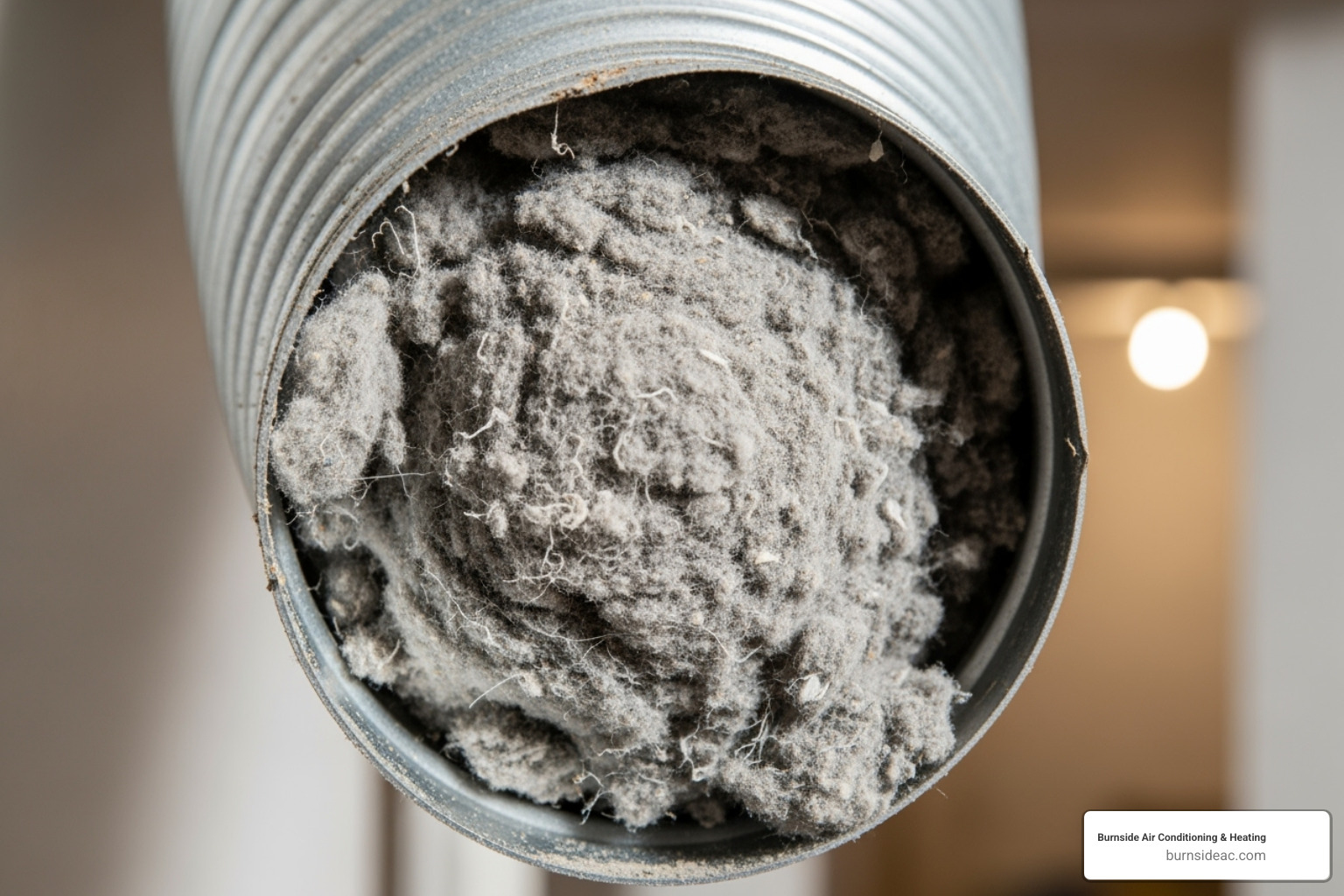 of a clogged dryer vent full of lint - air duct cleaning plano